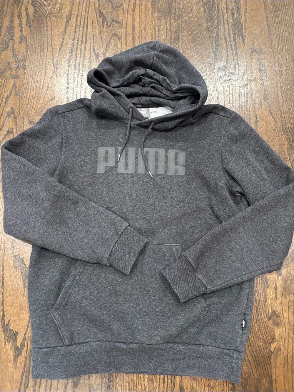 Puma Men's Dark Gray Logo Pullover Hoodie